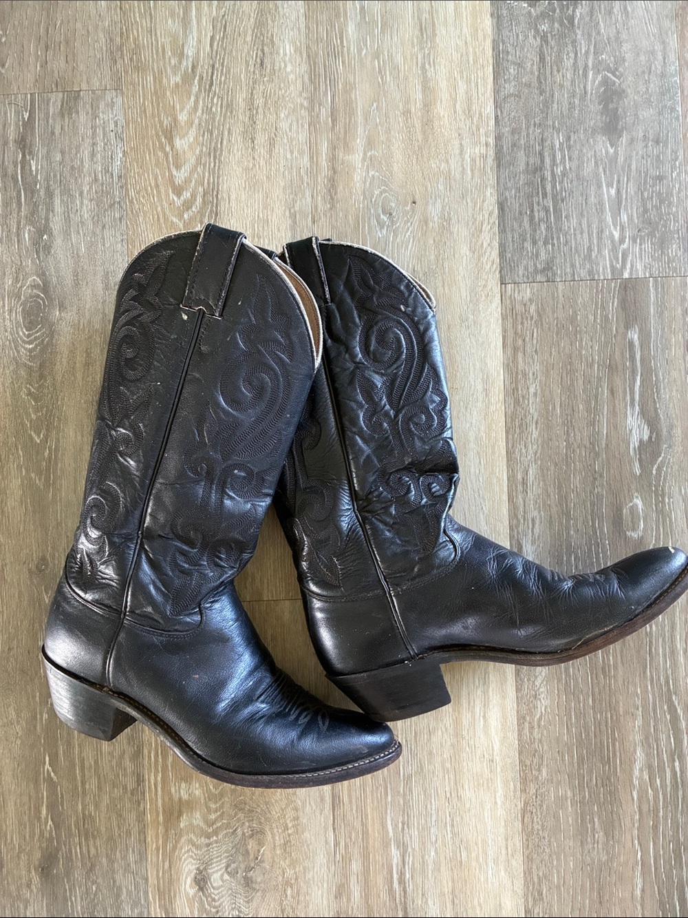 Justin Vintage Black Leather Western Boots